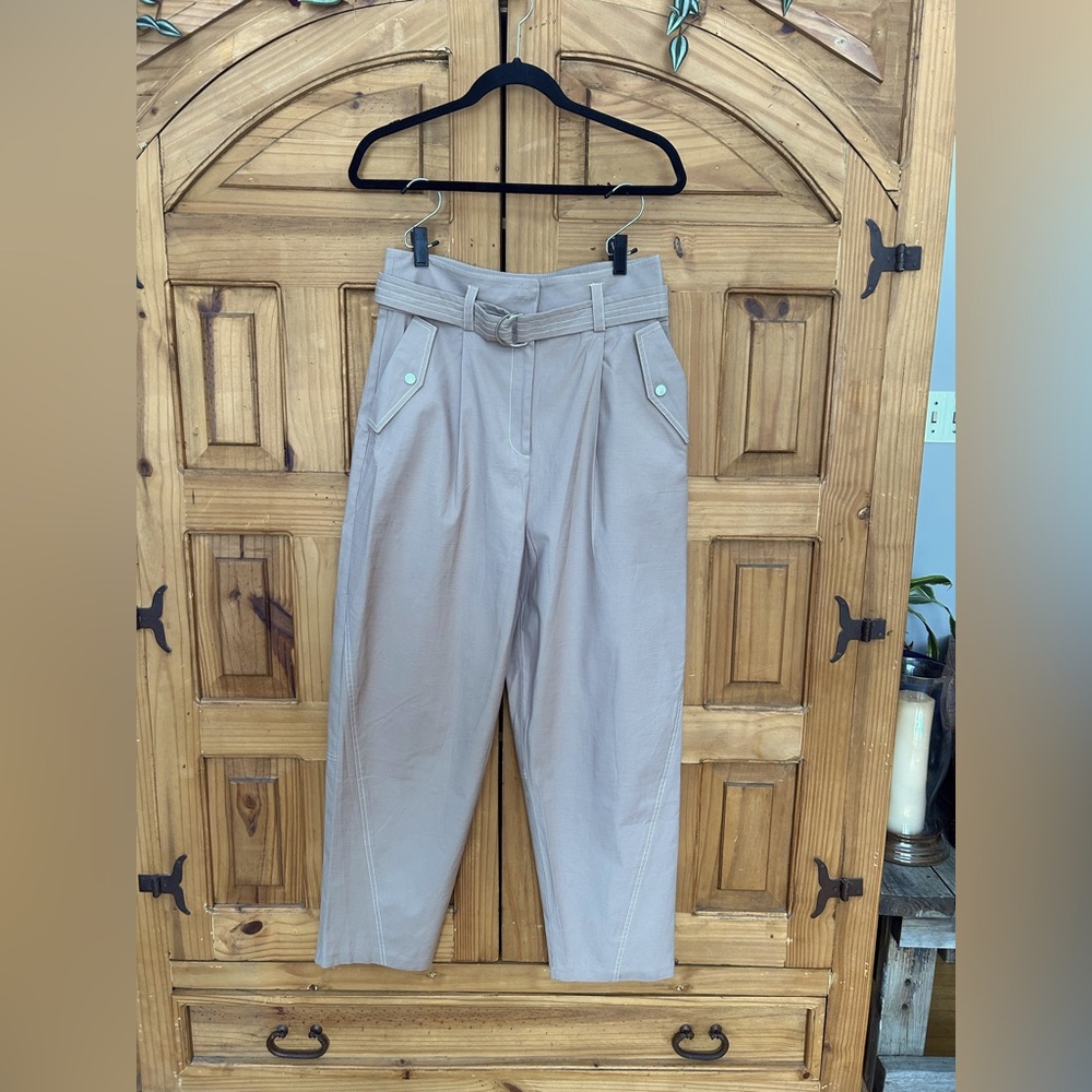 TOPSHOP High Rise Paper Bag Pleated Trousers